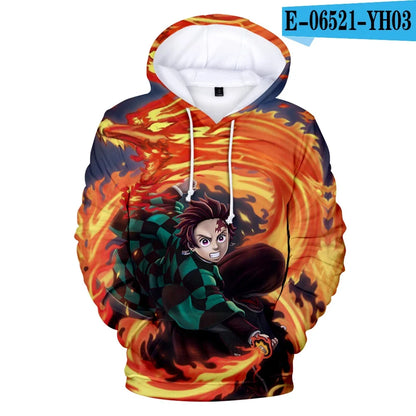 Demon Slayer: Kimetsu No Yaiba Hoodies Sweatshirts Black White Checkered Pattern Full Hoodies Casual