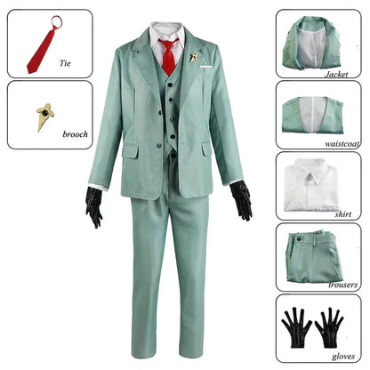 Spy X Family : CHILD DY20Anime Cosplay Costume Yor Forger Sexy Dress Loid Forger Light Green Suit Anya Kawaii Outfit Carnival Party Wig