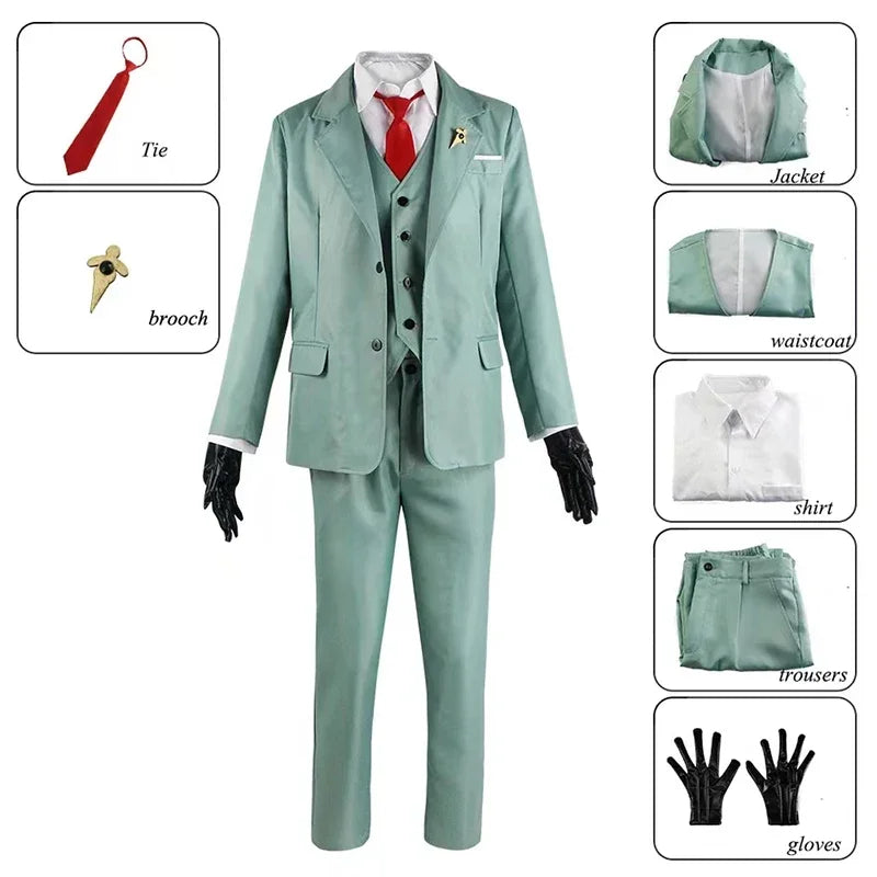 Spy X Family : ADULT DY20Anime Cosplay Costume Yor Forger Sexy Dress Loid Forger Light Green Suit Anya Kawaii Outfit Carnival Party Wig