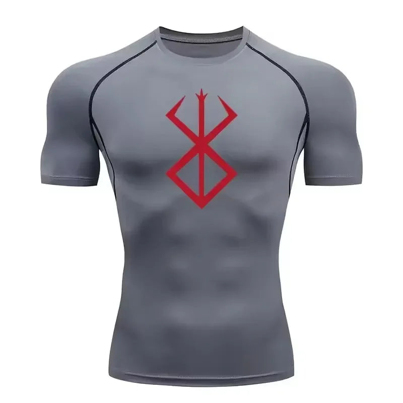 Berserk: Compression T-shirt Men Elastic Tight Sportswear Short-sleeved Gym Bodybuilding Quick-drying Sweatshirt Top S-3XL