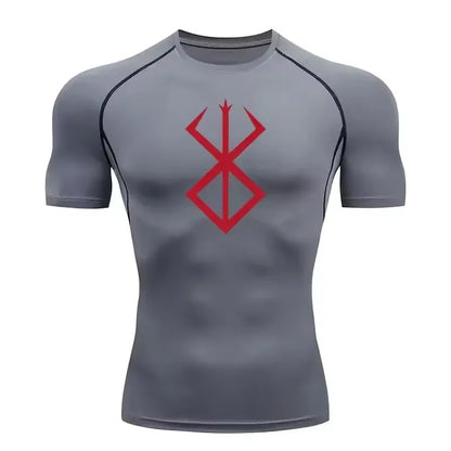 Berserk: Compression T-shirt Men Elastic Tight Sportswear Short-sleeved Gym Bodybuilding Quick-drying Sweatshirt Top S-3XL