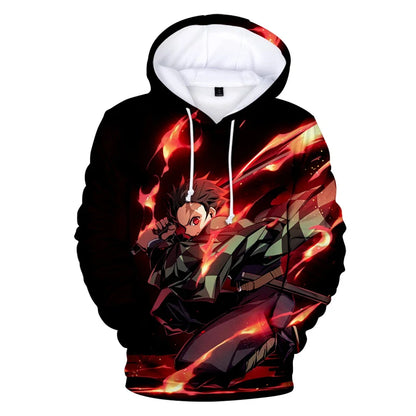 Demon Slayer: Kimetsu No Yaiba Hoodies Sweatshirts Black White Checkered Pattern Full Hoodies Casual
