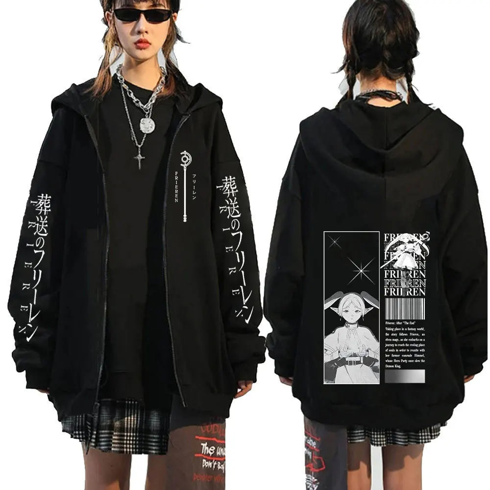 Frieren: Beyond Journey's End -- Zipper Hoodies Frieren Manga Pullover Men's Women Clothing Fashion Zip Up Hooded Sweatshirts