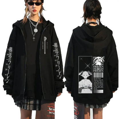 Frieren: Beyond Journey's End -- Zipper Hoodies Frieren Manga Pullover Men's Women Clothing Fashion Zip Up Hooded Sweatshirts