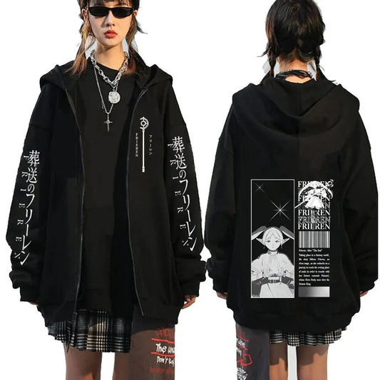 Frieren: Beyond Journey's End -- Zipper Hoodies Frieren Manga Pullover Men's Women Clothing Fashion Zip Up Hooded Sweatshirts