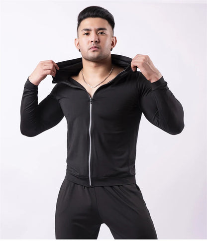 Baki: Print Fitness Running Jackets for Men Sports Athletic Hooded Coats Quick Dry Stretch Outwear Long Sleeve Zip Up Tops