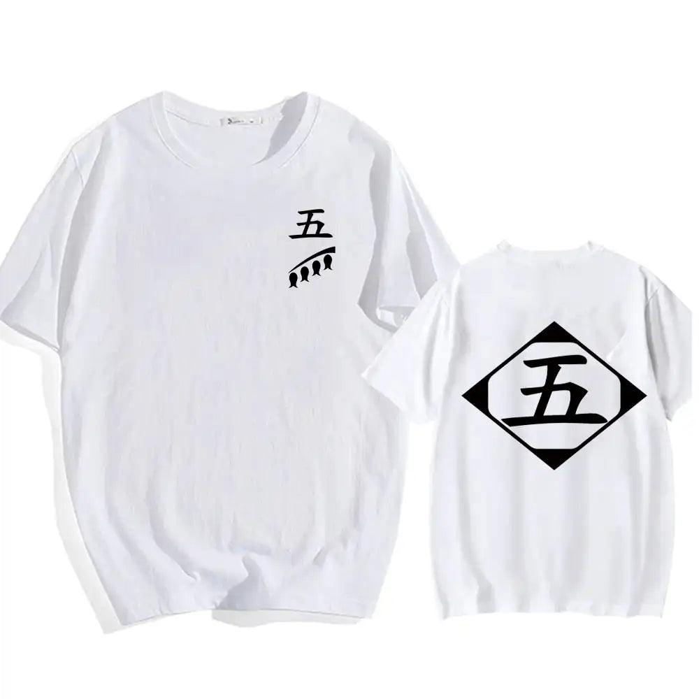 Bleach: Soul Society  Print T-shirt  Oversized Casual Cotton Black and White Short Sleeves Men's Clothing