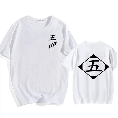 Bleach: Soul Society  Print T-shirt  Oversized Casual Cotton Black and White Short Sleeves Men's Clothing