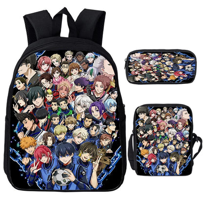 Blue Lock: Isagi Yoichi Backpack Shoulder Bag Pencil Case 3Pcs Set Waterproof Boys Girls Students School Bags Child Bookbag