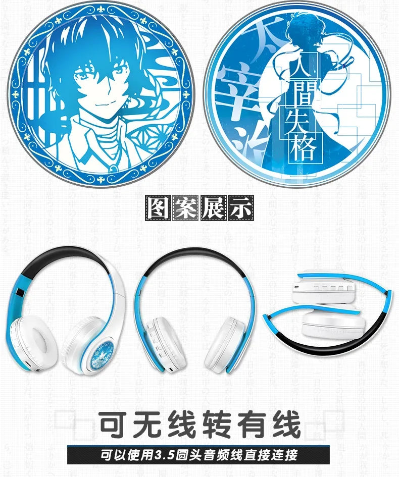 Bungo Stray Dogs: HEADPHONES  game Dazai Osamu cosplay wireless Bluetooth headset Nakahara Chuya comfortable stereo foldable gaming headphone