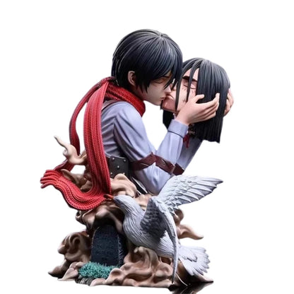 Attack On Titan: Anime Figures Eren Jaeger Mikasa Ackerman Action 22CM Statue One Last Kiss Model Collect Desk Decor Toys Gifts