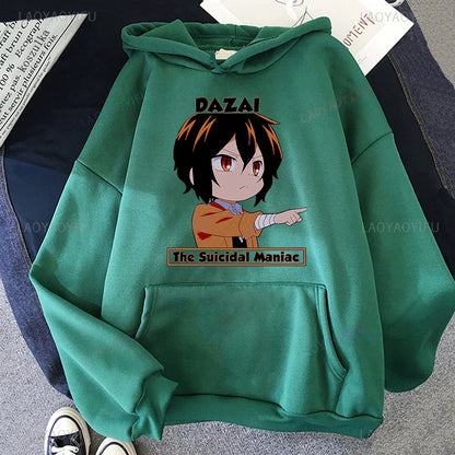 Bungo Stray Dogs: Osamu DAZAI Hoodie Anime Print Manga Kawaii Graphics Hooiharajuku