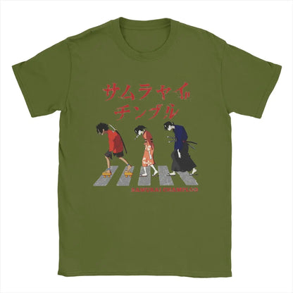 Samurai Champloo: Walking Fuu Mugen Jin T Shirts Men Pure Cotton Funny T-Shirts Round Neck Tees Short Sleeve Clothes Printed