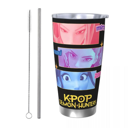 KPop Demon Hunters - Derpy  Insulated Tumbler with Lid Vacuum Thermal Mug Outdoor Travel Car Bottle Cup, 20oz