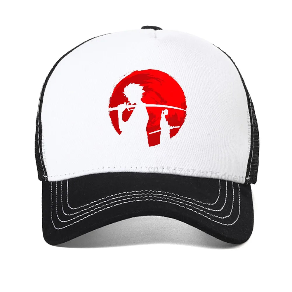 Samurai Champloo :print baseball cap Unisex Leisure adjustabl mesh trucker caps Breathable Snapback hat
