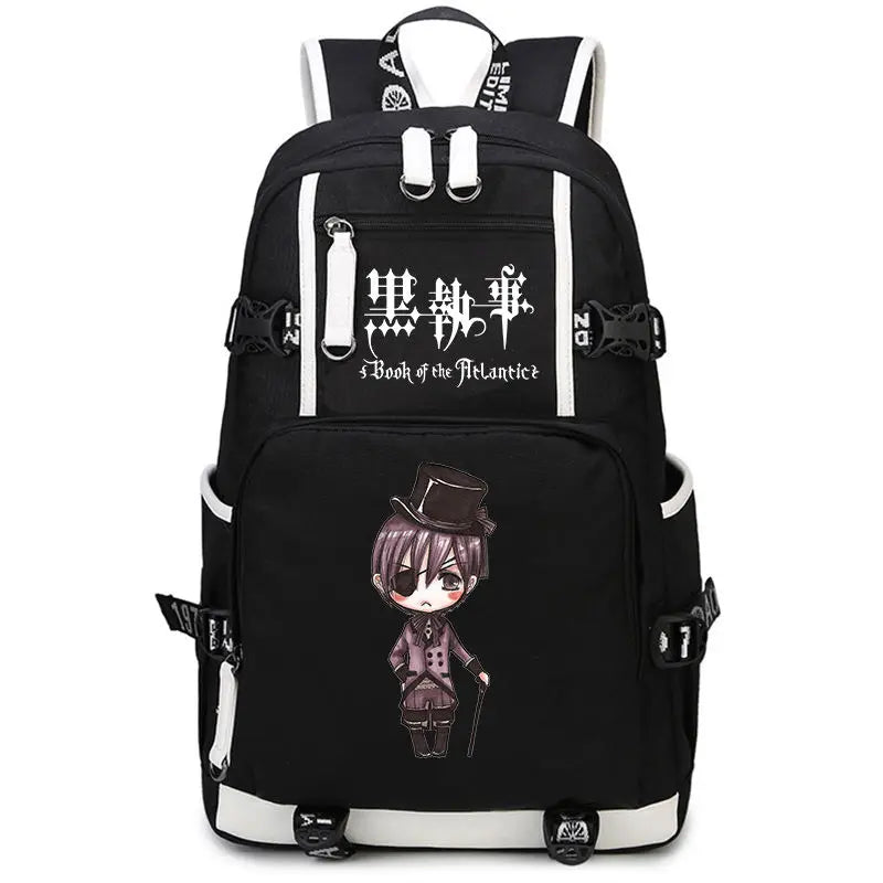 Black Butler: USB Backpack Book Bag Casual Travel Computer Men Women Girl Boys Cosplay Bag Schoolbag Laptop Bags