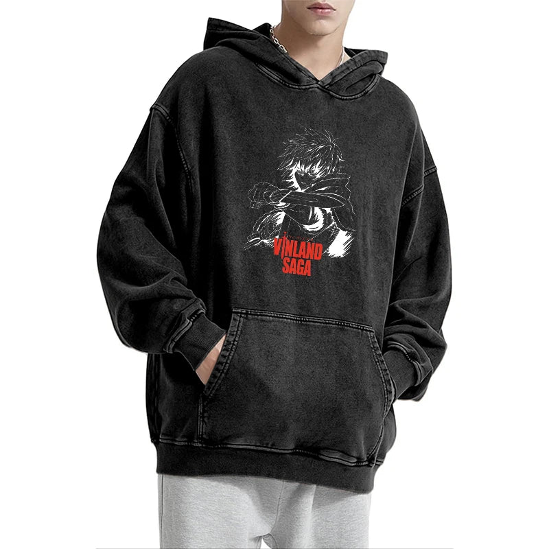 Vinland Saga: Manga Hoodie Pullover Washed Cotton Clothing Long Sleeve Hooded Sweatshirt Streetwear