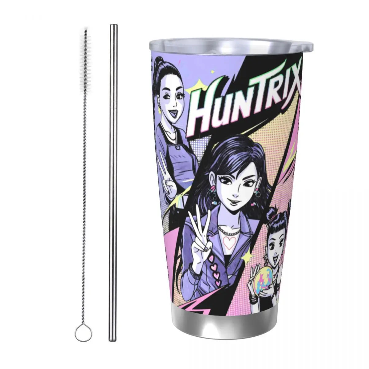 KPop Demon Hunters - Derpy  Insulated Tumbler with Lid Vacuum Thermal Mug Outdoor Travel Car Bottle Cup, 20oz
