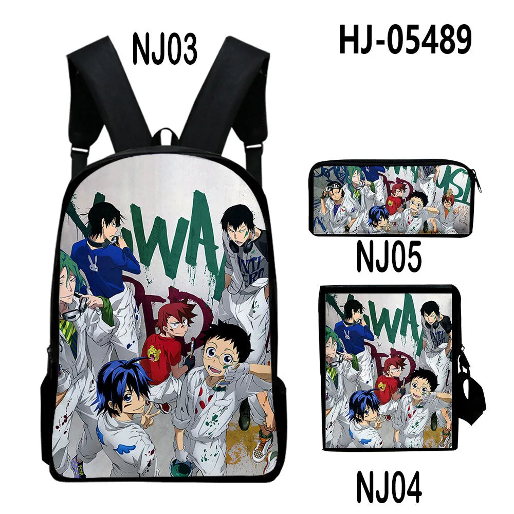 Yowamushi Pedal :3D Print 3pcs/Set pupil School Bags Laptop Daypack Backpack Inclined shoulder bag Pencil Case