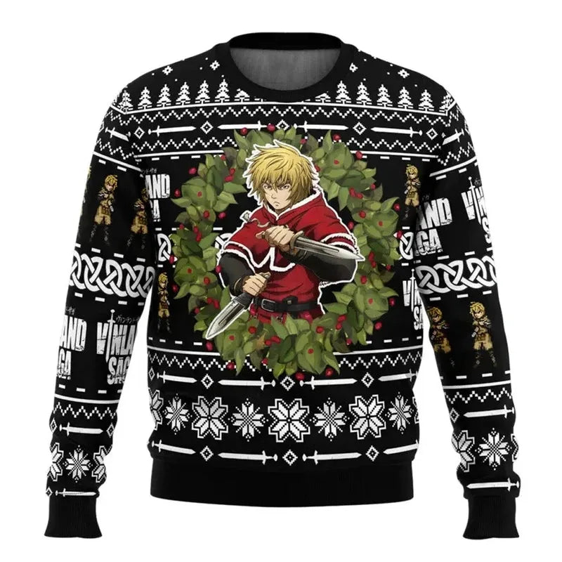 Vinland Saga: Ugly Christmas sweater gift Fashionable men and women pullover Cartoon anime couple Sweatshirt