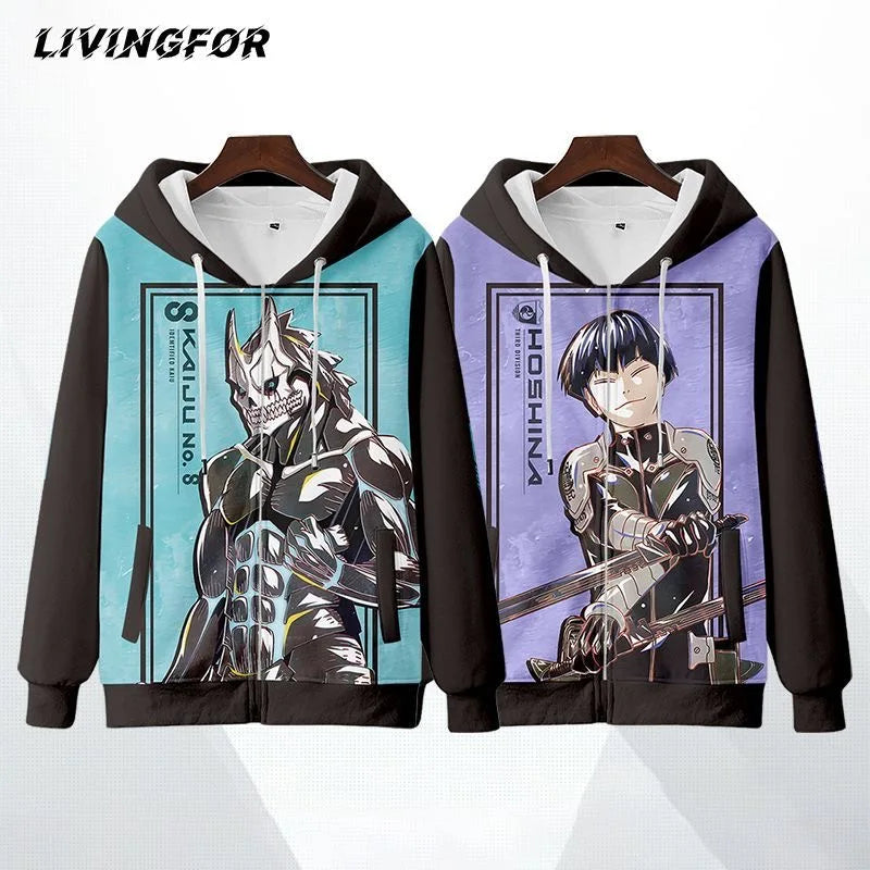 Kaiju No. 8: Japanese anime  zip-up hoodie Unisex Streetwear Spring/Autumn Kawaii Tops Personality man and women jacket sweatshirt