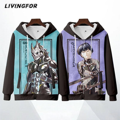 Kaiju No. 8: Japanese anime  zip-up hoodie Unisex Streetwear Spring/Autumn Kawaii Tops Personality man and women jacket sweatshirt