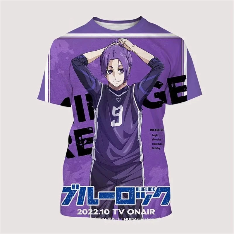 Blue Lock:  3D Printed T Shirt Fashion Harajuku Style Y2k Football T-shirt Oversized Short Sleeve Tops