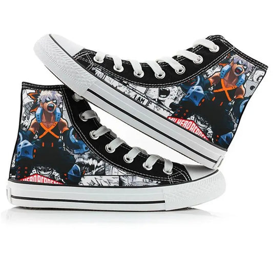 My Hero Academia: high-top canvas shoes anime Izuku Midoriya student capplet shoes breathable and comfortable holiday gift