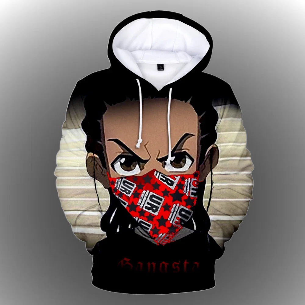 The Boondocks: Hoodies 3D Fashion Long Sleeve Sweatshirt Men's Hoodie Adult Casual Harajuku Streetwear Unisex Oversized Clothes