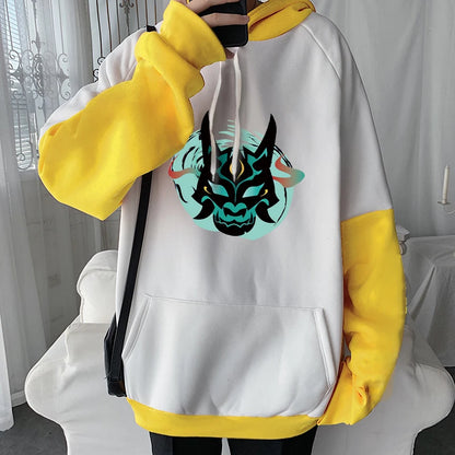 Genshin Impact: Xiao Mask Fangs Anime Print Zipper Hoodies Men Women Harajuku Fashion Long Sleeve Plus Size Zipper Jacket Coat