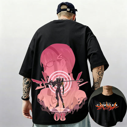 Evangelion: Pattern Street Style Print Short-Sleeve T-Shirt, Y2K Style, Suitable for Both Men and Women
