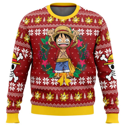 One Piece: Luffy Christmas One Piece Ugly Christmas Sweatshirt Cartoon Japan Anime Men Women Pullover Kawaii Tops Couple Hoodie