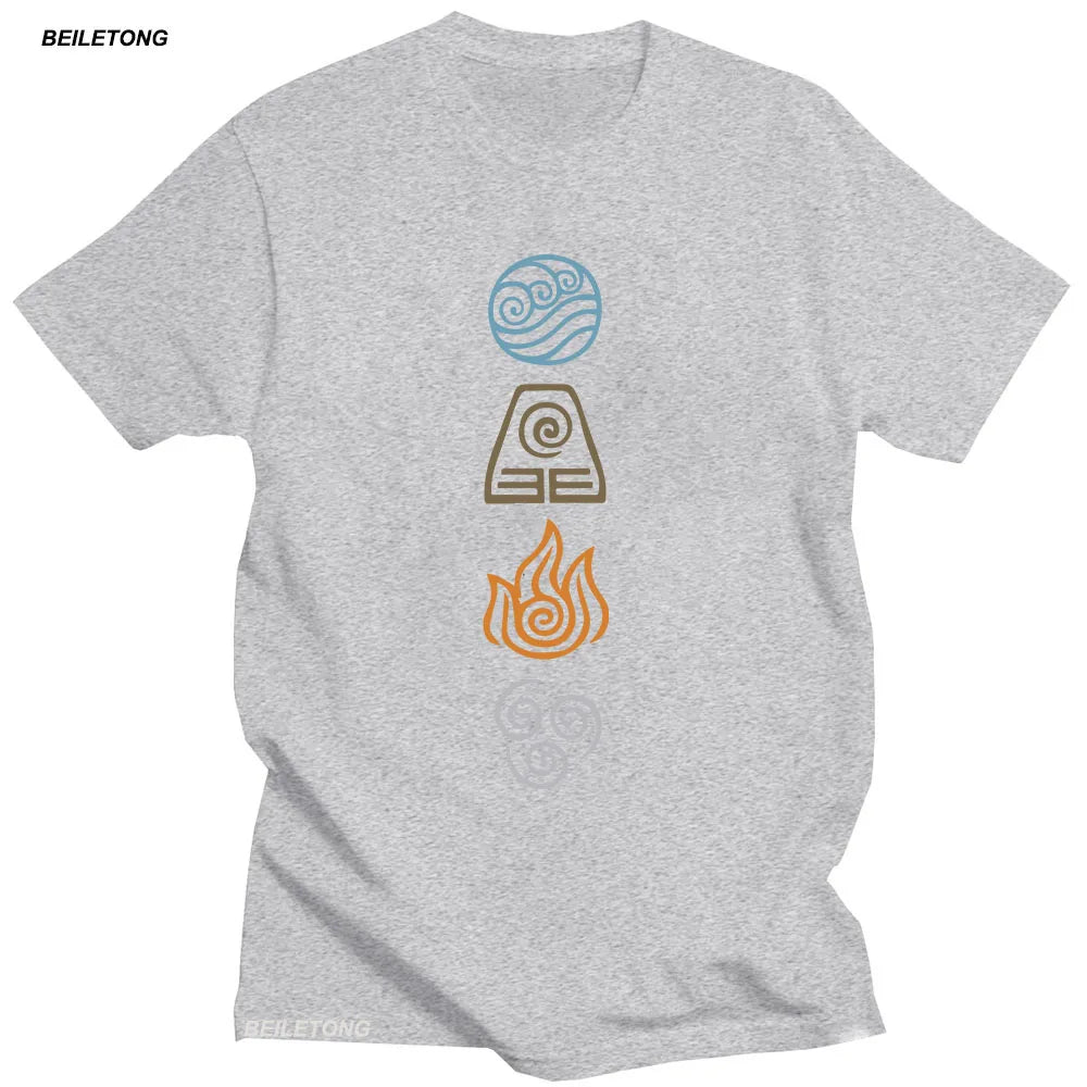 Avatar The Last Airbender: Tops Short Sleeve 100% Cotton Tshirts Black Hip Hop Camiseta
