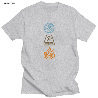 Avatar The Last Airbender: Tops Short Sleeve 100% Cotton Tshirts Black Hip Hop Camiseta