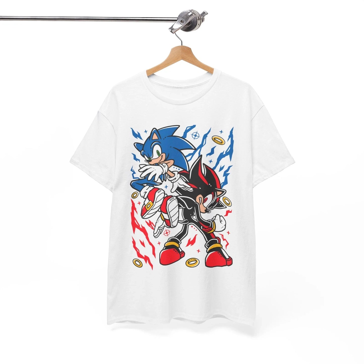 Sonic the Hedgehog: Shadow and Sonic The Hedgehog T-Shirt Heroes Tee Sonic T-Shirt Heroes Vintage Men Women Tee - Fans Loose Cotton Top