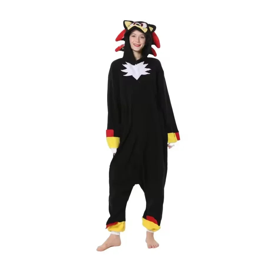 Sonic The Hedgehog: Onesies Adults Black Shadow Cartoon Pajamas Children Adult Animal Halloween Christmas Hedgehog Cosplay Raccoon Kigurumi Jumpsuit