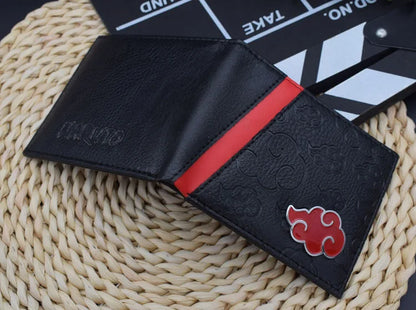 Naruto: Sasuke Akatsuki organization red cloud cartoon wallet pu men's wallet card holder passport cover  luxury birthday gift