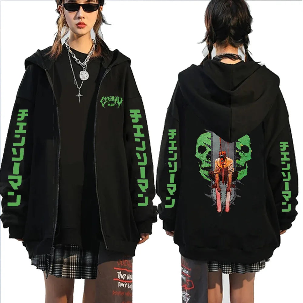 Chainsaw Man: Denji Demon Hoodie Men Anime Zip Up Hoodies Print Anime