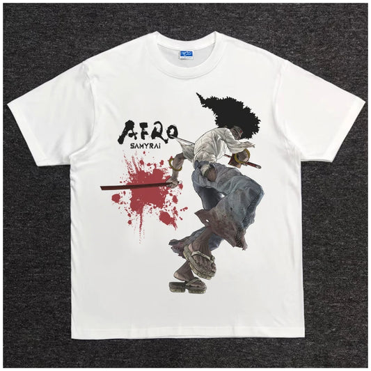Afro Samurai: Full Time Warm and Comfortable 100% Cotton Anime Clothes Vintage Oversize  Streetwear Graphic T Shirts Top Tees