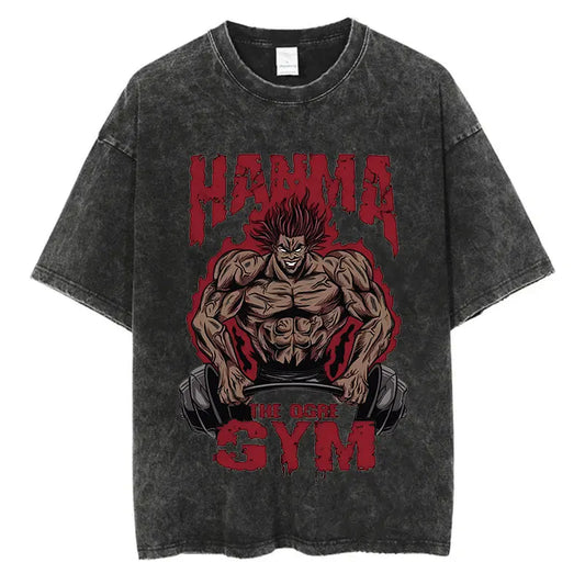 Baki Haman: Tshirts Harajuku Vintage 100% Cotton 2024 New Washed T Shirt For Men Hip Hop Streetwear Oversize T-shirt
