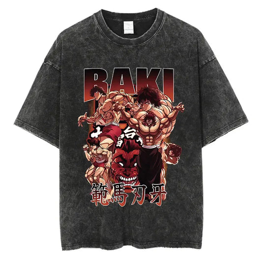 Baki Haman: Tshirts Harajuku Vintage 100% Cotton 2024 New Washed T Shirt For Men Hip Hop Streetwear Oversize T-shirt