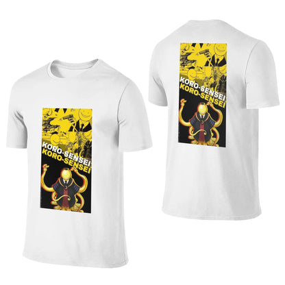 Assassination Classroom: Octopus Koro Sensei Men T-Shirt Double Sided Plus Size T Shirts Men's O-Neck Cotton Tees Short Male