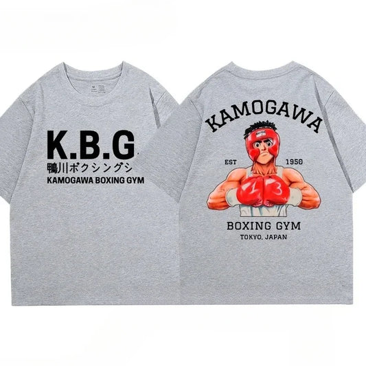 Hajime No Ippo:Streetwear Men Printed Pure Cotton Vintage GYM Men's T-Shirt for Men Women Tops Funny Manga Kamagowa Boxing Gym