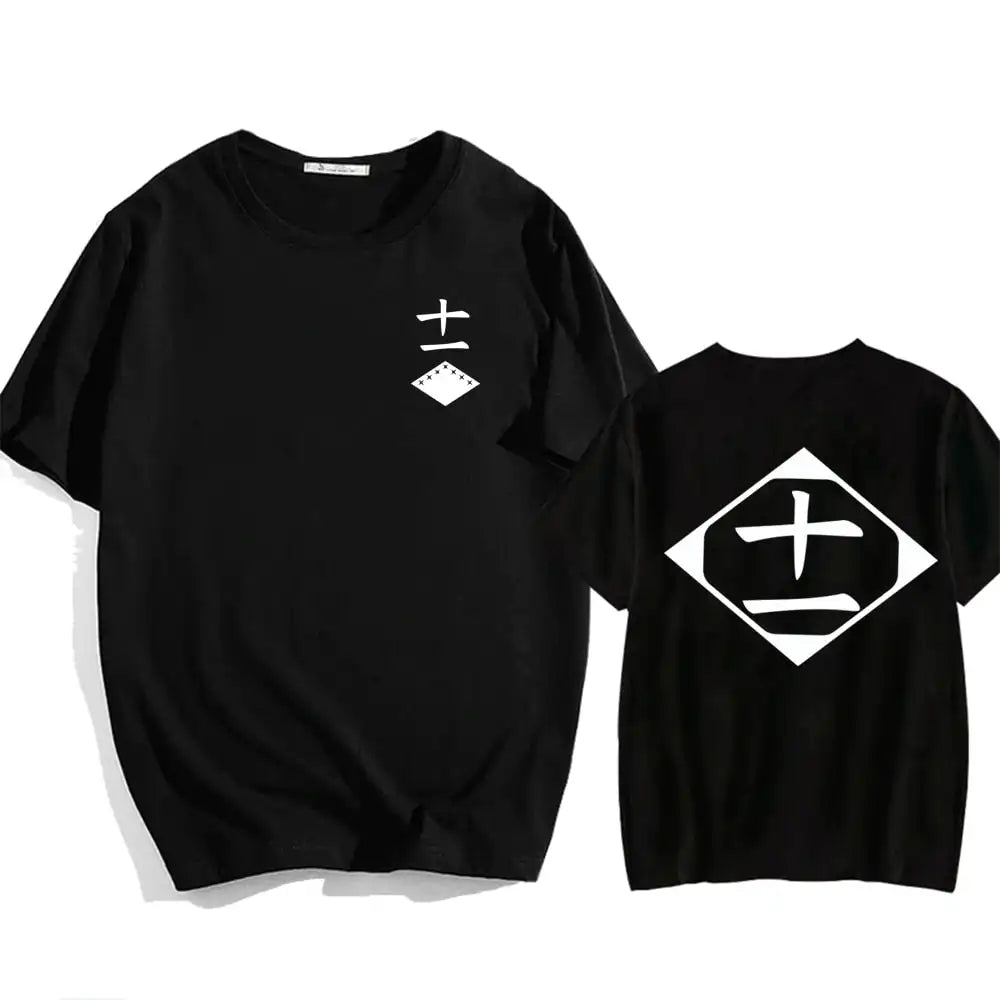 Bleach: Soul Society  Print T-shirt  Oversized Casual Cotton Black and White Short Sleeves Men's Clothing