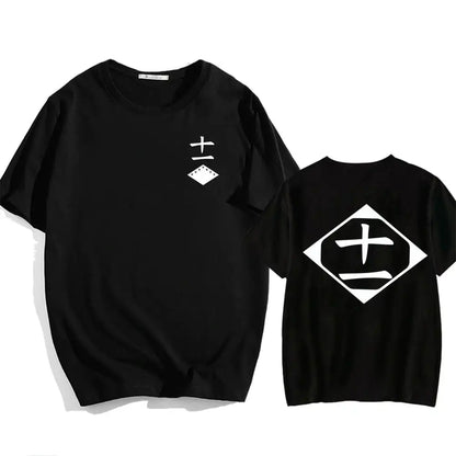 Bleach: Soul Society  Print T-shirt  Oversized Casual Cotton Black and White Short Sleeves Men's Clothing