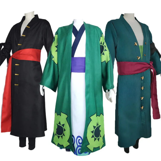 One Piece: Fantasia Wano Country Roronoa Of Zoro Cosplay Kimono Anime Pirate Disfraz Costume Men Male Halloween Carnival Party Clothes