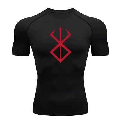 Berserk: Compression T-shirt Men Elastic Tight Sportswear Short-sleeved Gym Bodybuilding Quick-drying Sweatshirt Top S-3XL