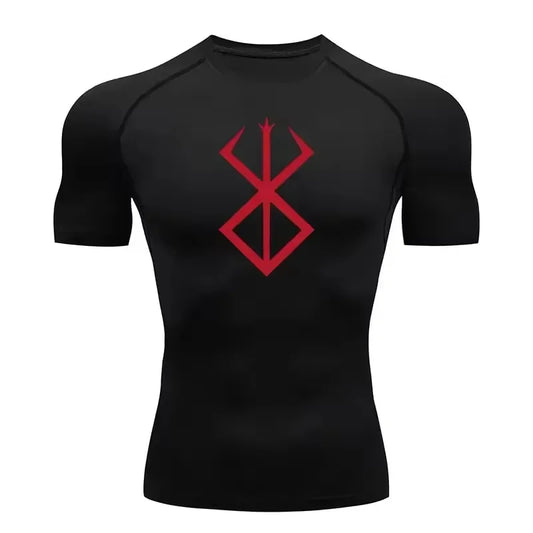 Berserk: Compression T-shirt Men Elastic Tight Sportswear Short-sleeved Gym Bodybuilding Quick-drying Sweatshirt Top S-3XL
