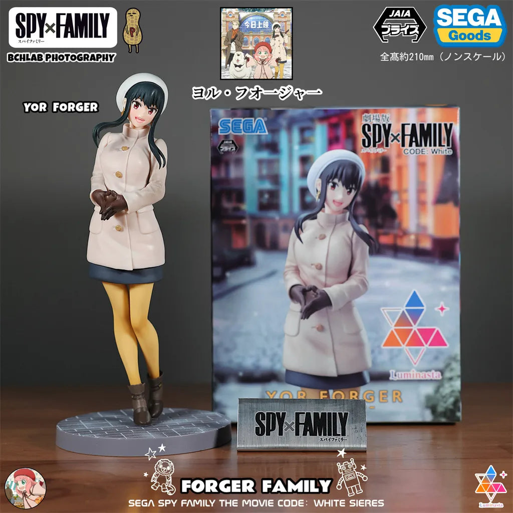 Spy x Family: Official SEGA Toy PM Series CODE White Movie Winter Outfit Statue Model Anya Yor Loid Forger Figure Anime Collectible