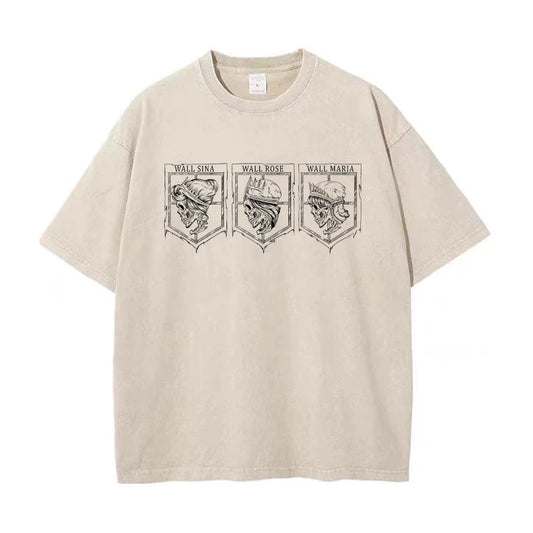 Attack On Titan :T-Shirt Hip Hop Streetwear Graphic Print Oversize Tshirt Short Sleeve Cotton Loose Vintage Tops
